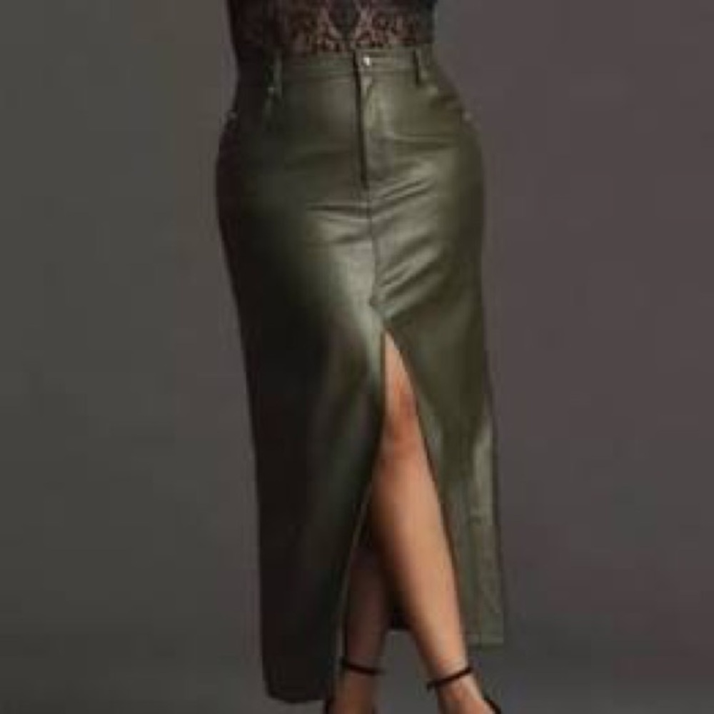 Anthropologie Midi Faux Leather Skirt Sz 4 NWT